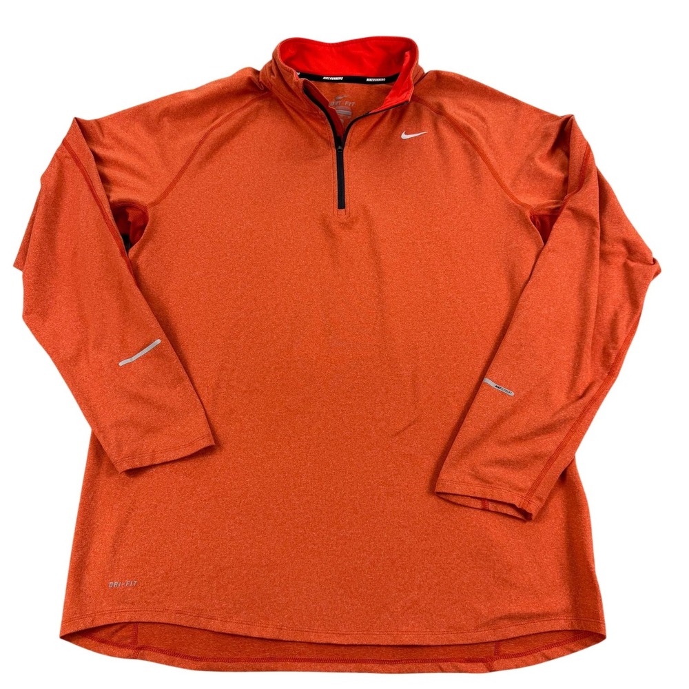 Nike Element Running Pullover Mens XL Orange Dri-FIT 1/4 Zip Long Sleeve 404652